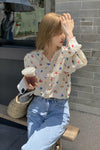 Long Sleeve Little Floral Pattern Blouse Shirt