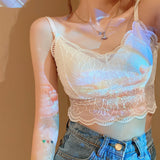 Sexy V-Neck Retro Style Lace Camisole Crop Tops