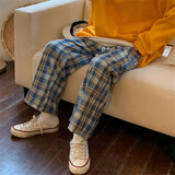 High Waist Loose Casual Plaid Pants