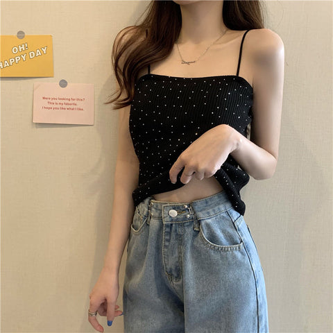 Sexy Little Beading Camisole Crop Tops