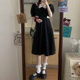 Puff Sleeve Peter Pan Collar Long Dress