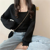 Solid Knitted Loose Elegant Sweater