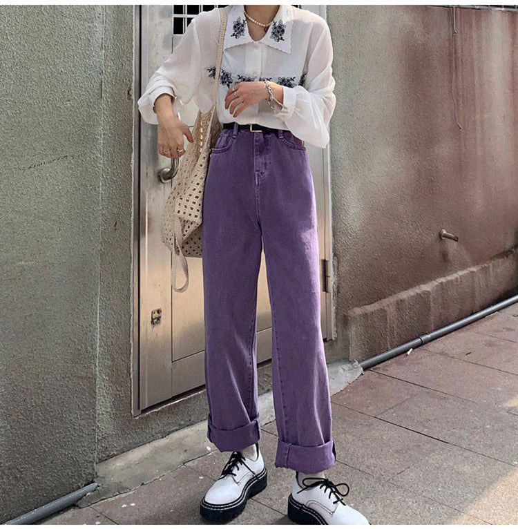High Waist Loose Purple Jeans Pants – Nada Outfit Land