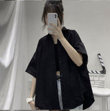 Loose Short Sleeve Solid Blouse Shirt