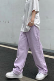 High Waist Wide Leg Purple Jeans Pants