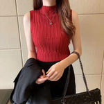 Sleeveless O-Neck Knitted Tank Top