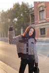 Houndstooth Pattern Long Sleeve Elegant Knitted Cardigan Sweater
