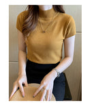 High Neck Knitted Slim Blouse Shirt