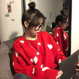 Love Heart Pattern Casual Knitted Sweater