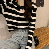 Cute Love Hole Shaped Striped Sweater