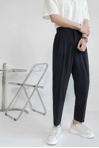 Vintage Elastic Waist Plaid Ankle Length Men Long Pants – Nada Outfit Land