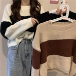 Loose Casual Patchwork Cropped Sweater