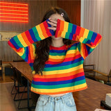 Long Sleeve Cute Rainbow Striped Shirt