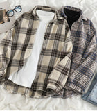 Loose Thick Casual Hip Hop Plaid Shirt