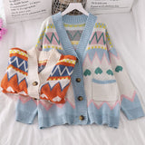 Love Pattern Cute Colors Loose Cardigan Sweater