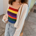 Rainbow Striped Camis Knitted Tank Top
