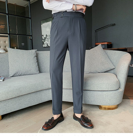 Elegant Belt Casual Office Men Long Pants – Nada Outfit Land