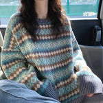 Loose Argyle Pattern Knitted Warm Sweater