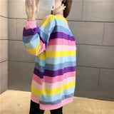 Long Sleeve Loose Striped Colors Shirt