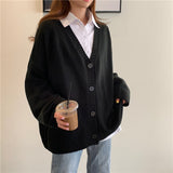 Loose V-Neck Retro Button Knitted Cardigan Sweater