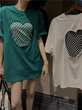 2 Pieces Loose Heart Hollow Out Shirt With Camisole