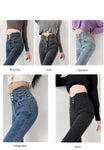 High Waist 3 Buttons Skinny Jeans Pants