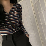 Retro Striped Casual Slim Sweater