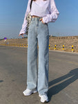 High Waist Wide Leg Full Length Jeans Pants