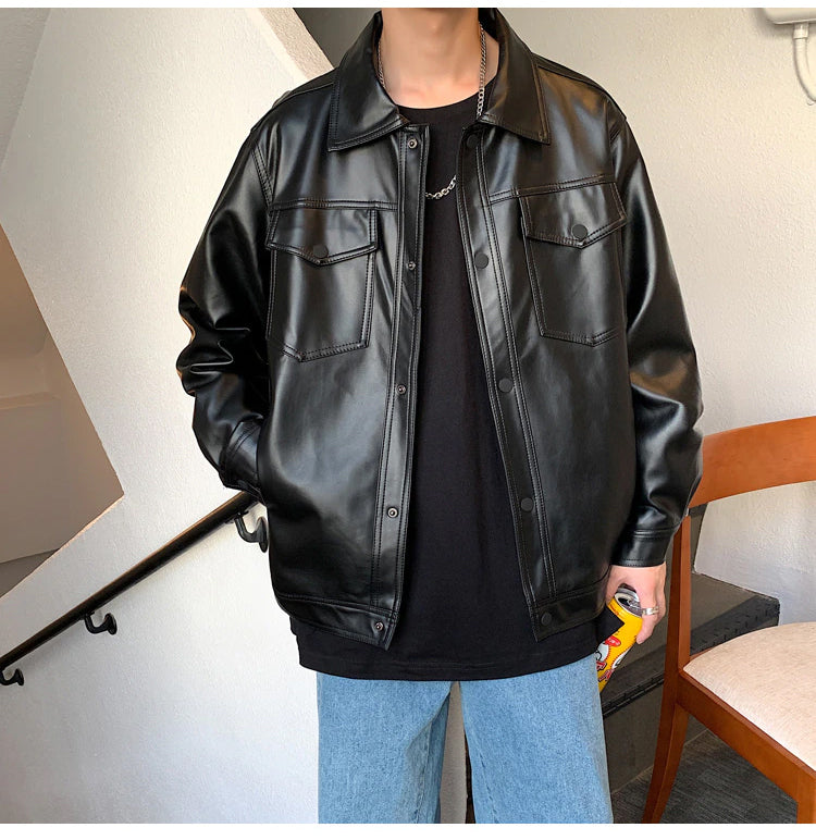 Black Soft Faux Leather MEN Jacket – Nada Outfit Land