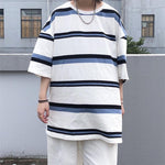 Loose Oversize Striped Short Sleeve Shirt