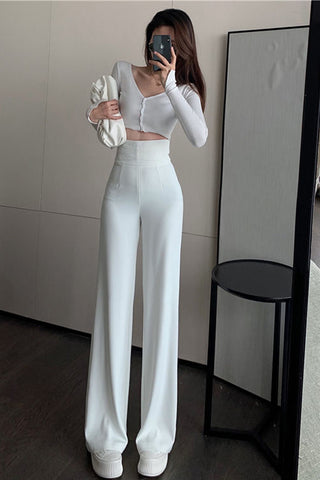 High Waist Loose Basic Colors Wide Leg Pants – Nada Outfit Land