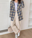 Double Breasted Loose Plaid Blazer Coat