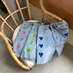High Waist Cute Heart Shape Vintage Shorts Jeans