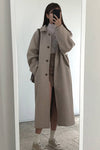 Simple Turn Down Collar Long Woolen Coat