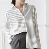 Loose Striped Office Blouse Shirt