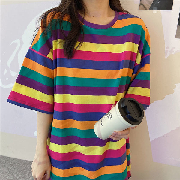 Loose Cute Colors Striped Shirt – Nada Outfit Land