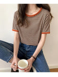 Casual O-Neck Striped Soft Knitted Shirt