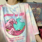 Waves Of Sea Printed Tie Dye Loose Shirt