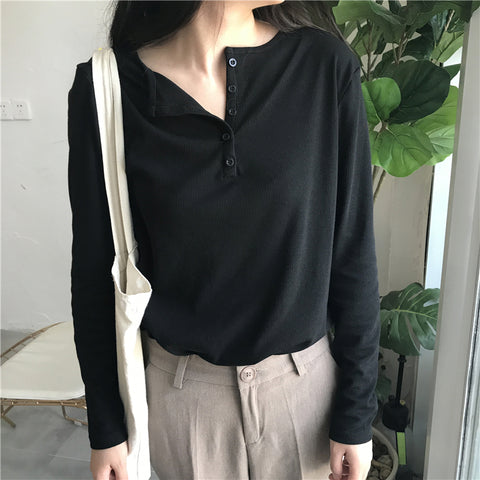 Long Sleeve Basic Colors Simple Shirt
