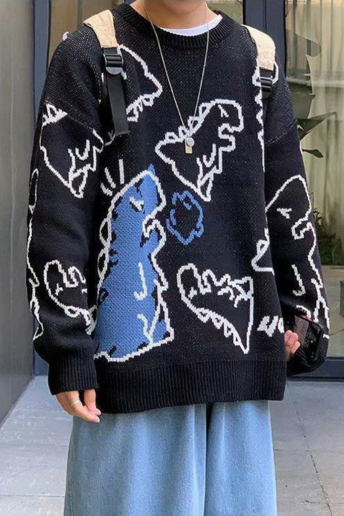 Cute Dinosaur Printed Loose Sweater – Nada Outfit Land
