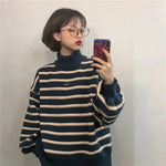 Turtleneck Striped Loose Sweater