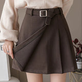 Elegant Belt Sashes A-Line Mini Skirt